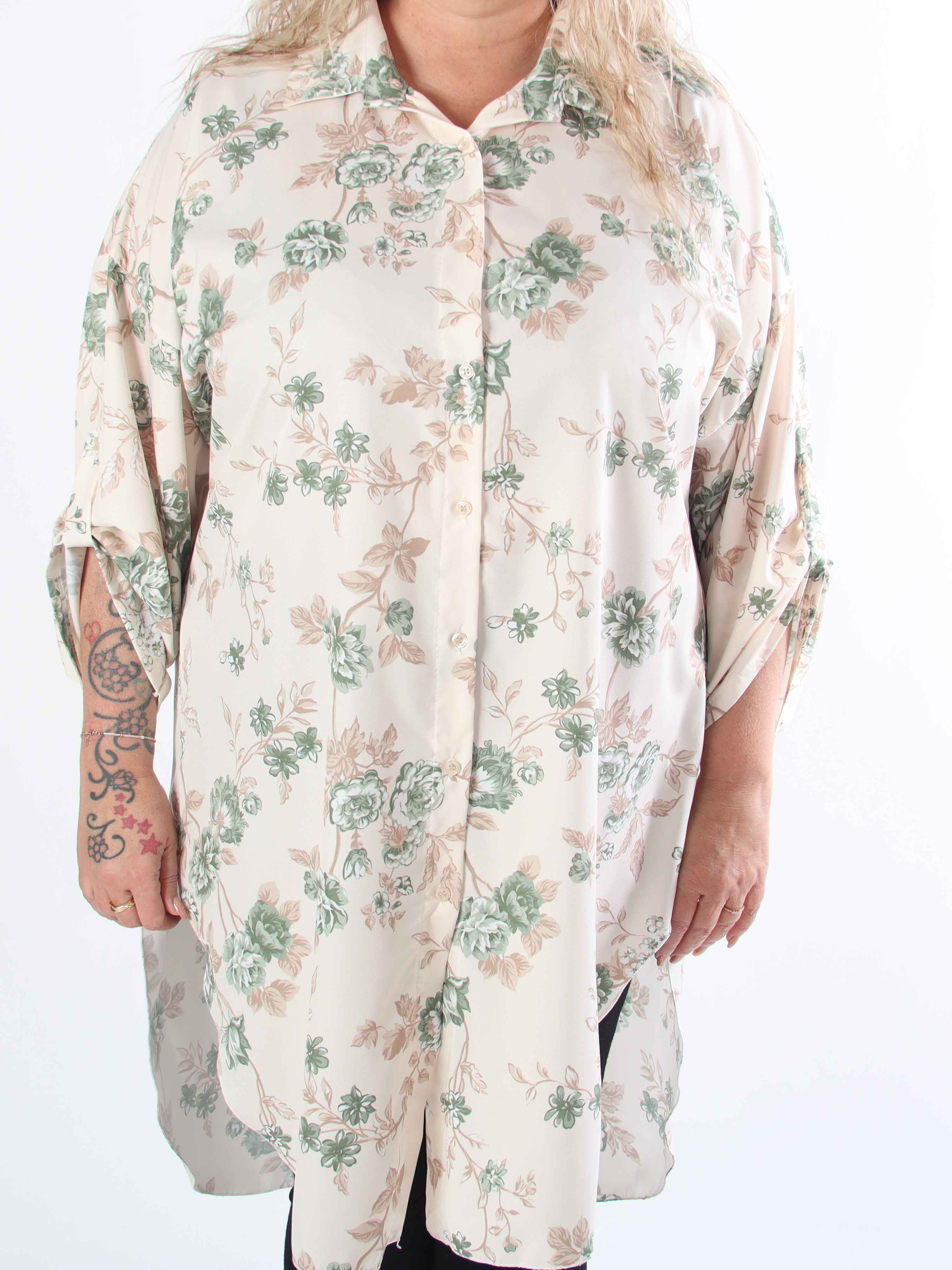 Jessica - Skjortklänning i viskosblandning med spetsrosor